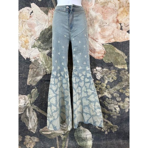 Free People Just Float On Flare Printed Jeans Size 24 - Picture 4 of 7